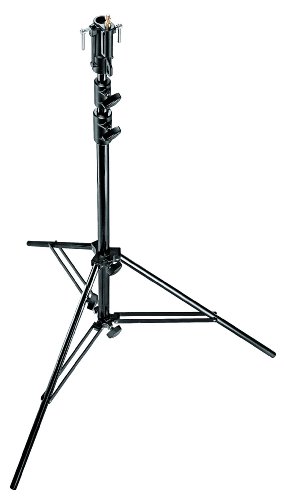 Colore: nero. Manfrotto 007BSU Stativo Serie Junior Massima Capacità di Carico, 20 kg, Massima Altezza 325 cm per Luci, 3 Sezioni, in Acciaio, Nero