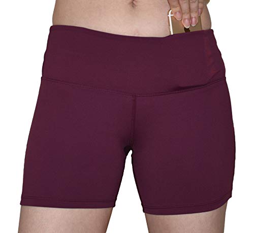 Private Island Women UPF 50+ Beach Board Shorts Swimsuit Hot Pants Pocket Bathing Swim Rash Guard Bottom (XXL, Dark Wine)
