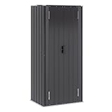Greesum Outdoor Metal Storage Cabinet, 69'' Lockable Tall Shed, Vertical Tool Organizer with 2 Adjustable Shelves, for Garage, Patio, Backyard, Home & Lawn, Black