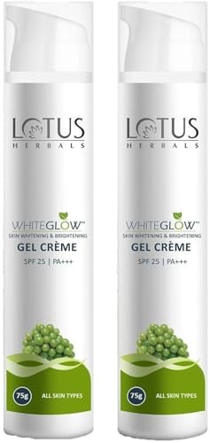 Image of Lotus Herbals WhiteGlow Skin Whitening And Brightening Gel Cream| Hydrates, Removes Dark Spots And Tanning, Gives Radiant Glow | With Niacinamide | Face Cream For Men And Women| All Skin Types | 75g Pack of 2