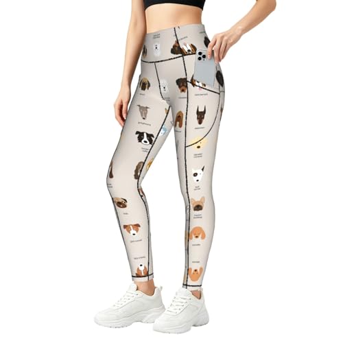 Legging imprimé chien pour le sport - Vêtement de fitness doux avec poches de salle