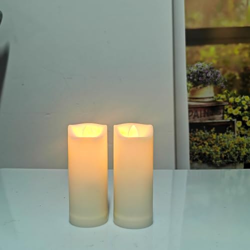 Image of 2 inchx 5 inch LED Flameless Candles with Timer Battery Operated Outdoor LED Lights Fake Flickering Waterproof Candles for Home Decorations Garden Decor Wedding Party Christmas Party Set of 2