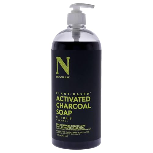 Dr. Natural Activated Charcoal Liquid Soap - Combat Acne and Blemishes - Deep Cleansing Body Wash - Gentle Body Soap for Clear Skin - Citrus - 32 oz