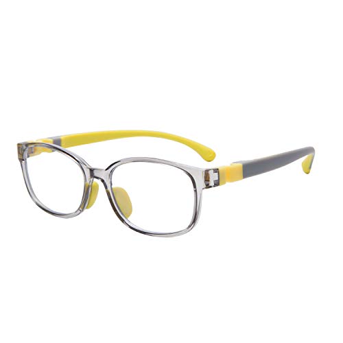 Blue Light Glasses for Kids,Anti Blue Ray Computer Game Glasses TR90 Frame Anti UV Computer Eyeglasses Boys Girls (Yellow)
