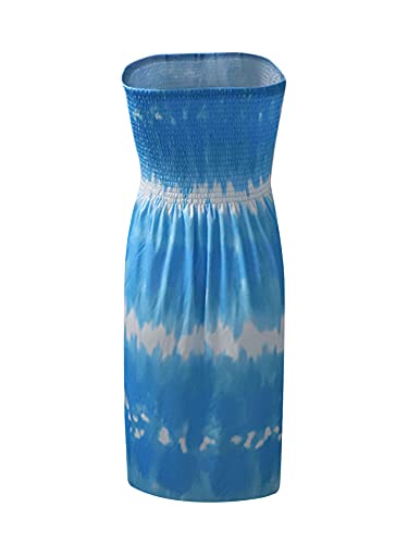 Image of Zyyfly Strapless Dress for Women Summer Beach Boho Smocked Tube Top Dress