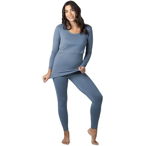 Kindred Bravely Jane Nursing Pajama Set | Nursing Pajamas for Breastfeeding (Slate Blue, Medium) Cover