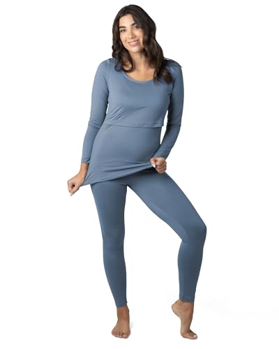 Image of Kindred Bravely Jane Nursing Pajama Set | Nursing Pajamas for Breastfeeding (Slate Blue, 1X)