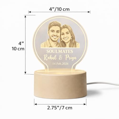 Image of Photo Frame Customised Gift for Birhtday - Personalised Acrylic Photo Frame with Engrave for Anniversary & Valentine Gift for Girlfriend, Wife, Men, Women, Rakhi