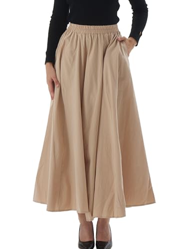 100% Cotton Fashion Skirts Women Loose Skirts A-line Skirts with pockets Maxi Skirts2