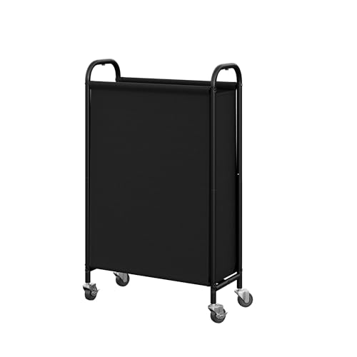 GRANNY SAYS 80L Slim Laundry Hamper with Wheels, Fabric Rolling Laundry Basket, Narrow Clothes Organizer, Tall Hamper for Closet, Laundry Room, Bathroom, Black