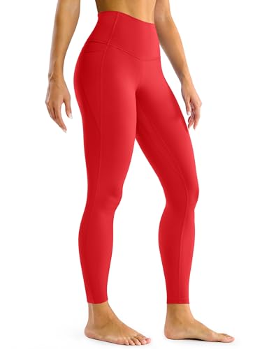 BAYDI Clouduxi Workout Leggings with Pockets for Women - 25 High Waisted Tummy Control Gym Yoga Pants Bright Red
