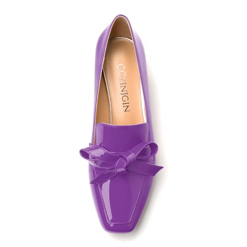 Image of Womens Loafer with Heel, Comfortable Chunky Heels for Women, Loafers Shoes with Bowknot Womens Bunion Dress Shoes