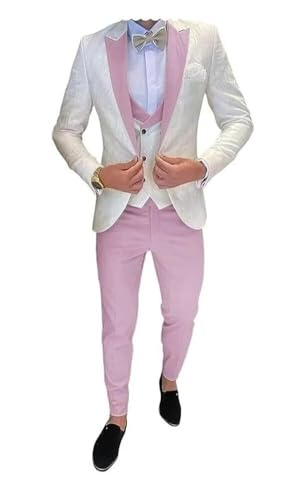 Tuxedo for Mens Slim Fit Jacquard 3 Piece Men Wedding Suit Blazer Vest Pants Men Tuxedo Suit