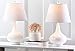 SAFAVIEH Lighting Collection Amy Modern Contemporary White Gourd Glass 24-inch Bedroom Living Room Home Office Desk Nightstand Table Lamp Set of 2 (LED Bulbs Included)