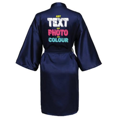 JPHCHSC Personalizadas Kimono Bata para Novia Dama de Honor Satén pijama para Mujer Diseña tu Propia Kimono pijamas de satén Personalizada Tu Foto ó diseño NT02A