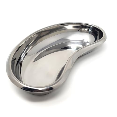 Stainless Steel Kidney Tray Emesis Basin Multipurpose Reusable Dish Round Edges Bowl Dental Lab Instrument Surgical Tray Utility Mixing Containers for Soiled Gauze Dressing Tool Organizer (6
