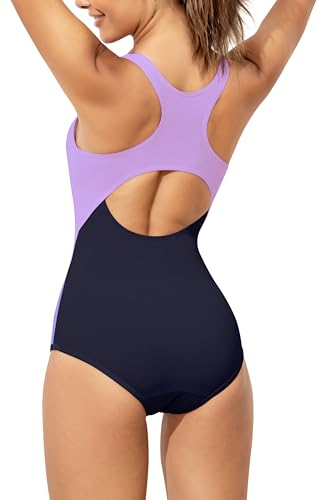 Image of Beautikini Period Swimwear One Piece Leakproof Menstrual Swimsuit Racerback Color Block Bathing Suit for Teen Girls Women
