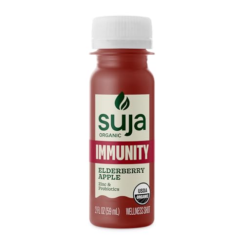 Suja Organic Immunity Elderberry Shot with Elderberry Turmeric & Ginger Immunity Support Functional Shot Cold-Pressed Juice with Live Probiotics Plant-Based & Gluten-Free (2 Fl Oz)