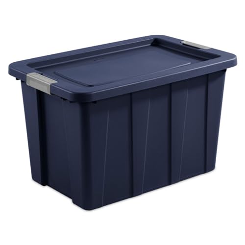 Image of Sterilite 8-Pack Storage Bins with Lids, Heavy Duty Totes, Tuff1, 30 Gallon, Dark Indigo