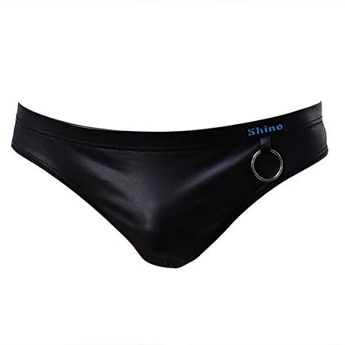 ZOOMELLA Men's Imitation Leather Thongs G-string Underwear Briefs Underpants Black M|Underwear| Underwear-picture-6
