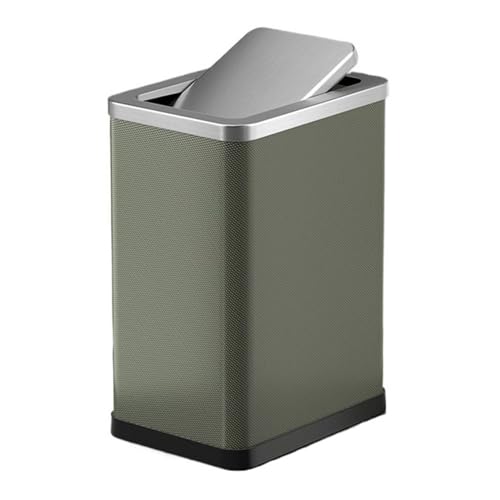 Caneca de basura y reciclaje lujo acero PU 10L verde miniatura 1