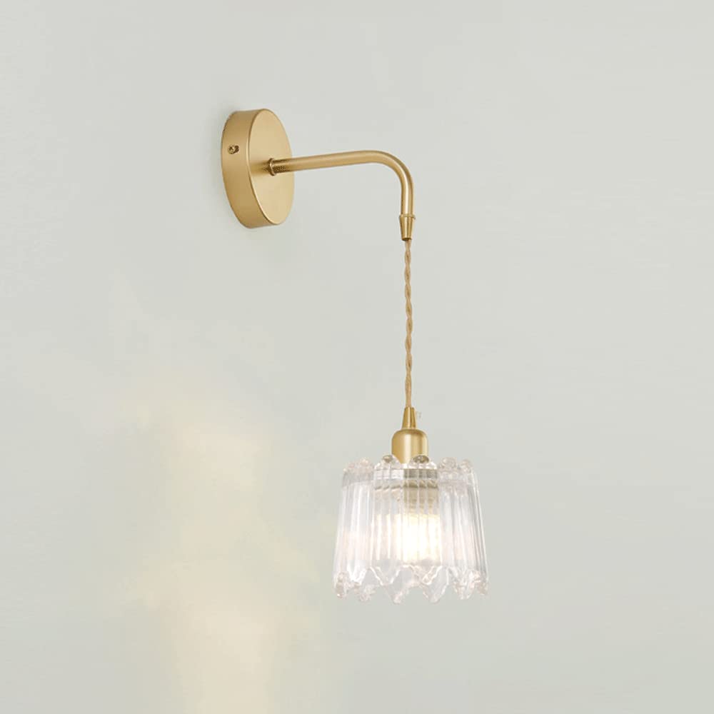 CWCQGH Wall Sconces, Simple Glass Wall Light Modern Bedside Wall Sconce E27 Metal Wall Light Gold, Hardwired Vanity Light Fixture, for Bedroom Living Room Hall Stairway Hotel Co,D