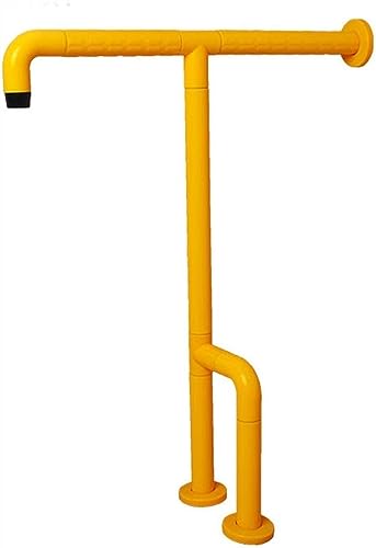 Grab Rails トイレ手すりT型フロア手すり 回転脚付き ノンスリップ安全ハンドル 浴室浴槽サポート手すり (イエローステンレス