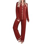 Ekouaer Womens Classic Sleepwear Long Pajama Set S-XXL