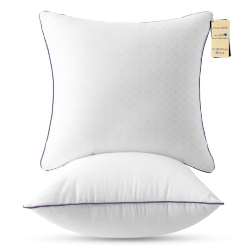 Image of JOLLYVOGUE Euro Size Pillows Set of 2, 26'' x 26'' Cooling Bed Throw Pillows with Oeko-Tex Certified Soft Down Alternative Fill, Luxury Hotel Quality for Bed, Couch, and Sofa