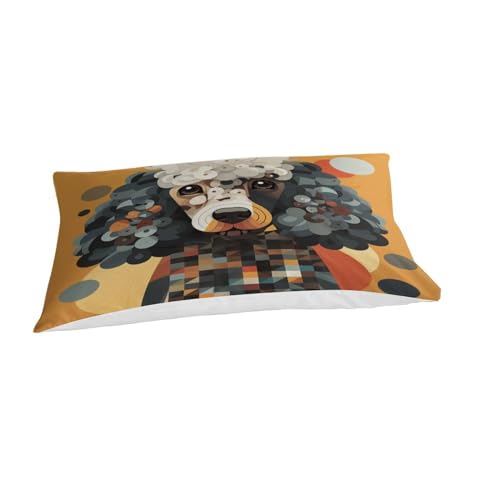 Housse de couette microfibre à fermeture éclair invisible motif caniche lit simple