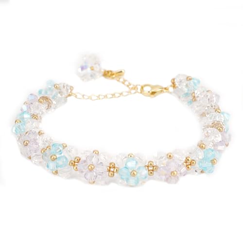 Women's crystal bracelets - lavender crystal flower design -, adjustable bracelets, fashion women's jewelry