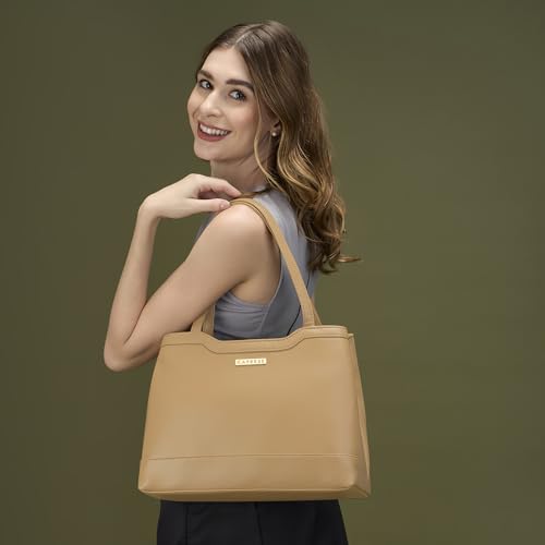 Image of Caprese Kai Tote Large Shoulder Bag for Women | Solid Pattern | Faux Leather | Zipper Closure | Spacious Office & Travel Tote | Stylish Work Bag | Elegant Handbag for Daily Use