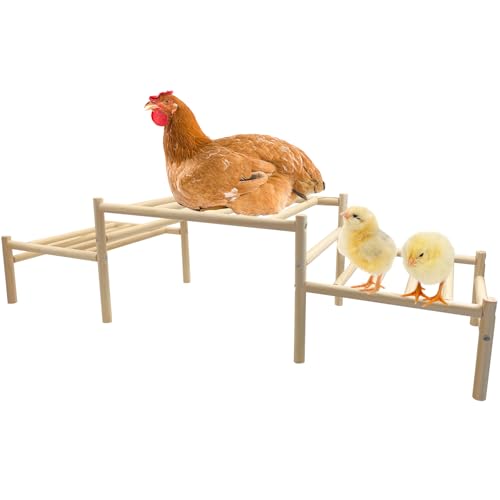 Image of Hamiledyi Climbable Chicken Roosting Perch for Coop - Natural Wood Poultry Perch with Exercise & Playground Design, Durable Climbing Perch for Hens to Play and Stay Healthy