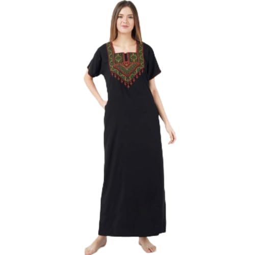 Image of Premium Women Embroidery Night Gown Lizzybizzy Cotton Nighty Maxi