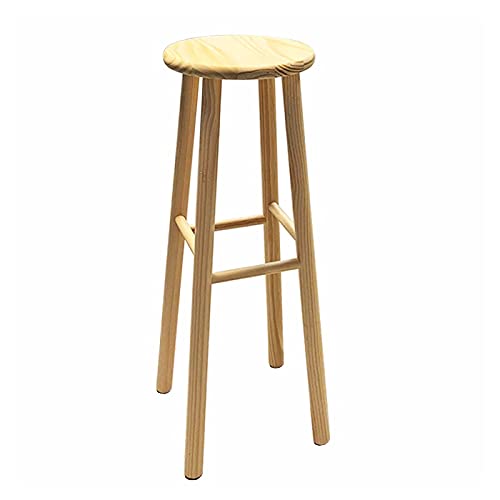 Acan Tradineur Tabouret haut classique rond en bois naturel massif 70 x 26 cm