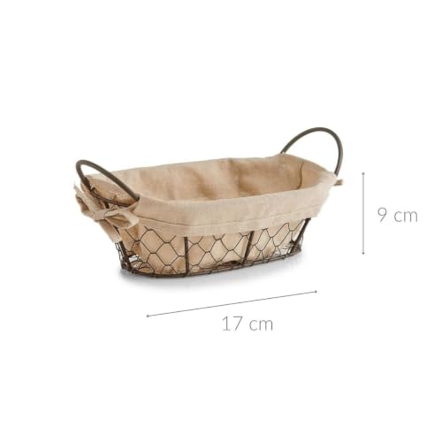 Miniatura 6 de Zeller 18090 - Panera Alambre Lino, 26 X 17 X 9 Cm , Color Marrón Y Beige