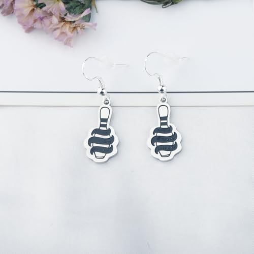 WSNANG Funny Bowling Earrings Nothing is Fucked Here Dude Lebowski Inspired Jewellery Crime Movie Fans Gift2