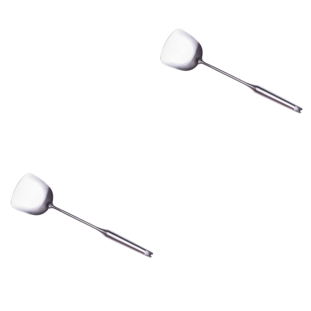 Amosfun 2 Pièces 304 ustensile de cuisine tourneur de frites spatules pour ustensiles de cuisine antiadhésifs wok chinois poêles à frire spatule à frire saptule en acier inoxydable Silver