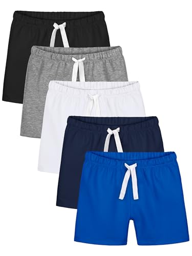 Resinta 5 Pack Toddler Boy Shorts Boys Cotton Short Soft Baby Casual Shorts with Drawstring
