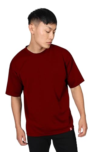 Image of SHODOX Men Oversized T Shirt Solid Dotted Design | Round Neck Loose Fit Drop Shoulder Casual T-Shirt for Men