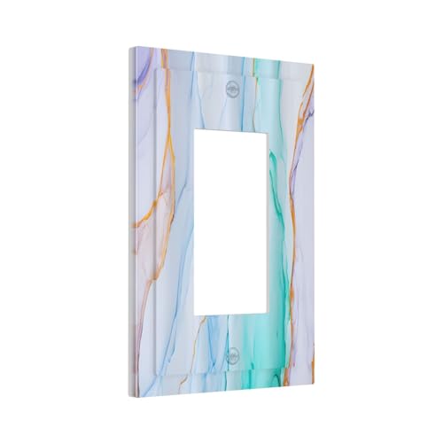 Decorative Outlet Covers Modern Ink Blue Green Marble Texure 1 Gang Rocker Light Switch Cover Plate Single Decora Light Switch Covers Wall Plate Faceplate for Kitchen Home Decor