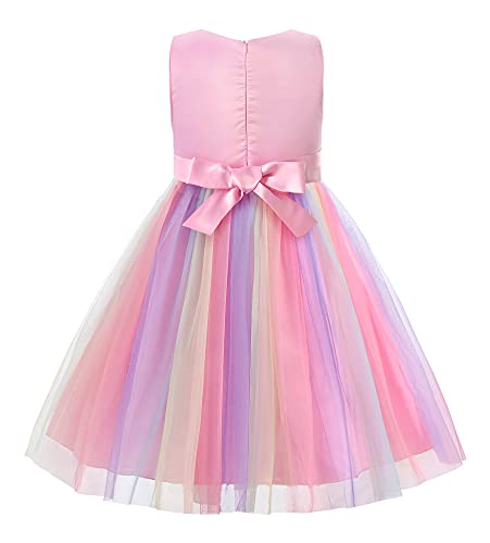 JerrisApparel Flower Girls Sequin Dress Rainbow Tutu Birthday Party Dress Pageant Gown2