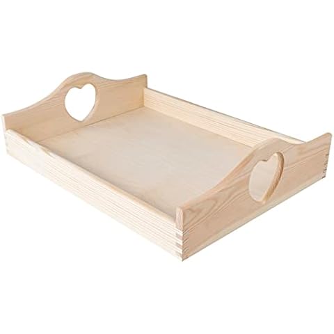 Creative Deco Grande Bandeja de Madera con Manijas Corazón Cover