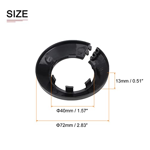 DTGN 72x13mm(DxT) Pipe Cover Decoration - 6Pack - Good for Bathroom Kitchen 40mm Dia Pipe - PP Plastic Escutcheon - Black - Image 2