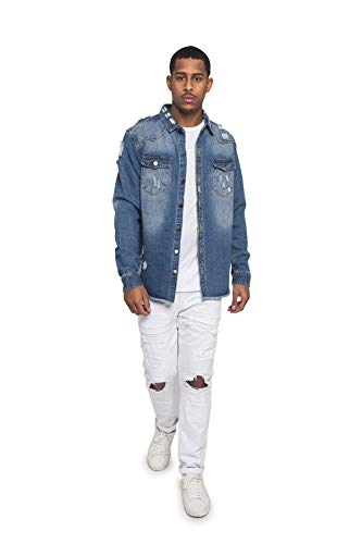 Image of VICTORIOUS Men's Distressed Denim Jacket