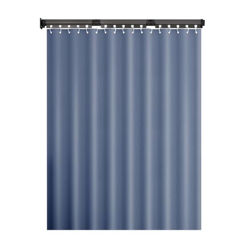 Modern Polyester Shower Curtain Corner Curtain Set Wall Mounted with Foldable Rod Best for Bathroom Camper Hotel Blue Bi-Fold Design