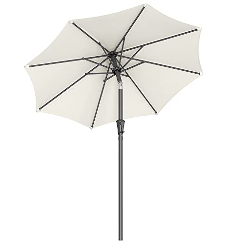 SONGMICS Sombrilla de Jardín 210 cm, UPF 50+, Parasol, 30°de Inclinación en dos Direcciones, con Manivela, para Patio, Terraza, Balcón, Piscina, sin Base, Beige GPU202M01