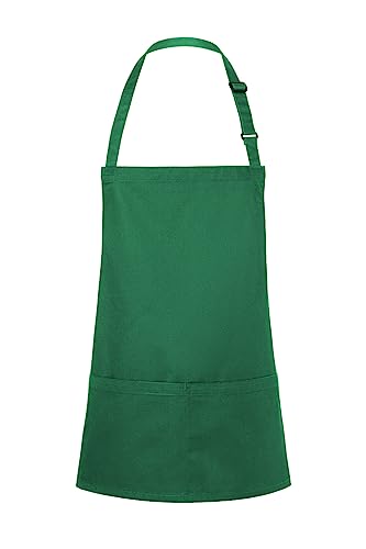 Karlowsky BLS 6 PURE Kurze Latzschürze BASIC mit Schnalle und Tasche, 65% Polyester/35% Baumwolle, Waldgrün, Einheitsgröße