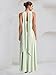 vintys Women's Strapless Sage Green Satin Prom Dresses with Scarf Halter Chiffon Bridesmaid Dress Maxi Formal Evening Dress with Slit Size 26