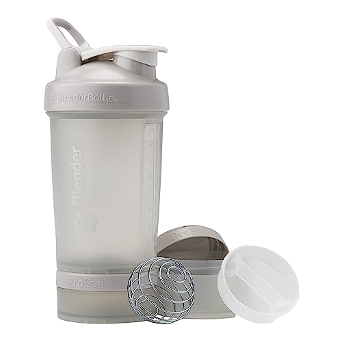 Creatinas, BlenderBottle ProStak PRO - Botella de color completo con organizador de tabletas y almacenamiento para proteínas en polvo, sistema ProStak, 625 ml, gris...